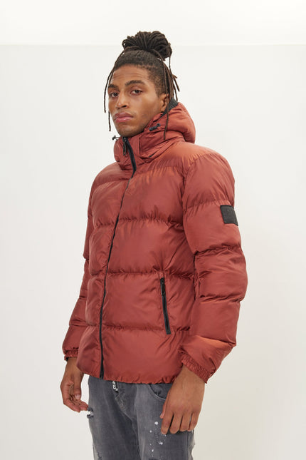 Men's Heavy Padded Puffer Jacket - Brick Red | Ron Tomson