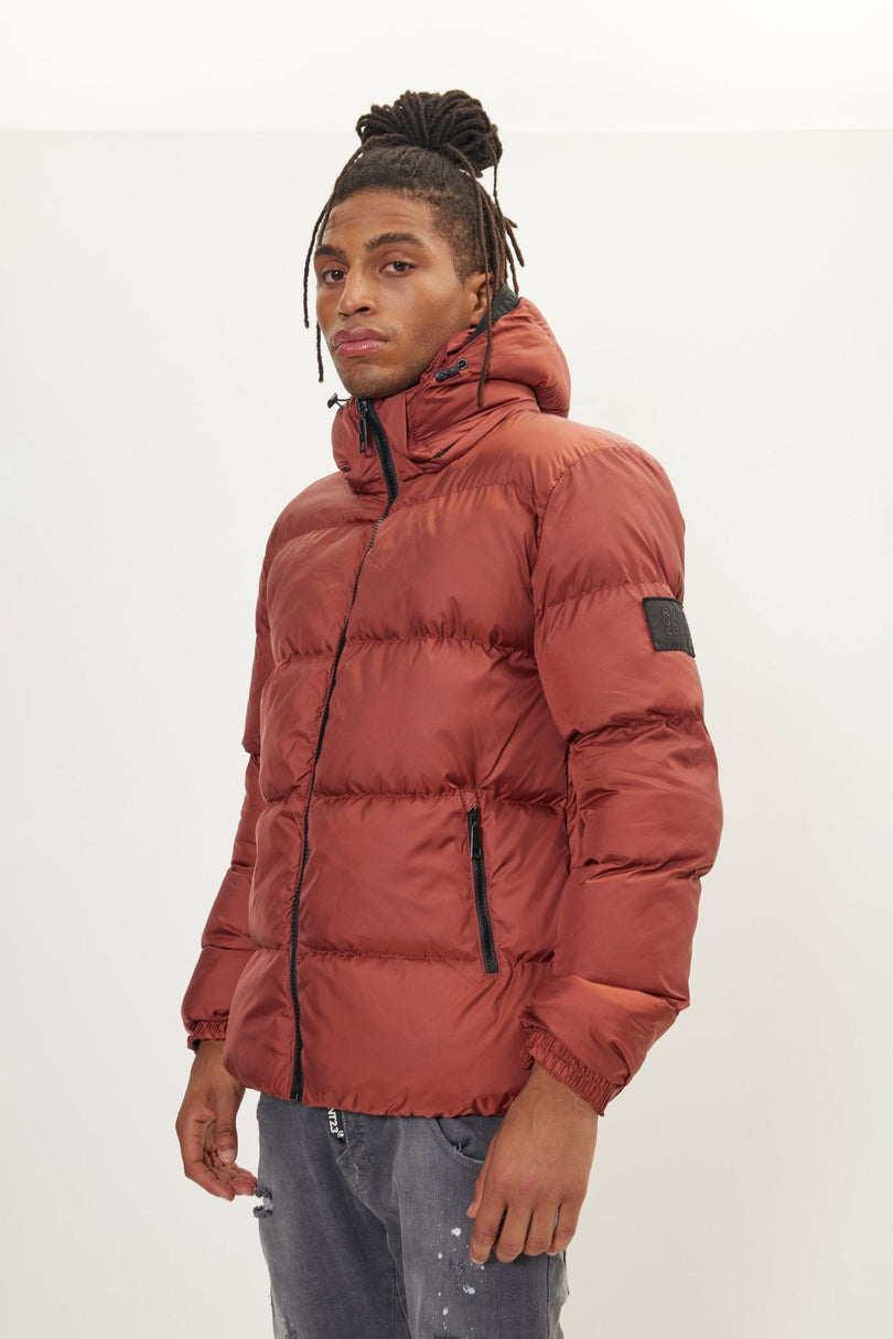 Men's Heavy Padded Puffer Jacket - Brick Red | Ron Tomson
