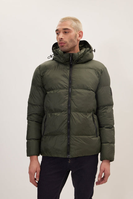 Men's Padded Puffer Jacket - Olive | Ron Tomson