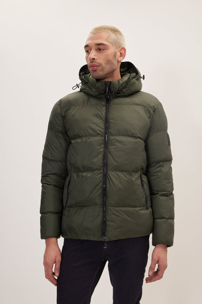 Men's Padded Puffer Jacket - Olive | Ron Tomson