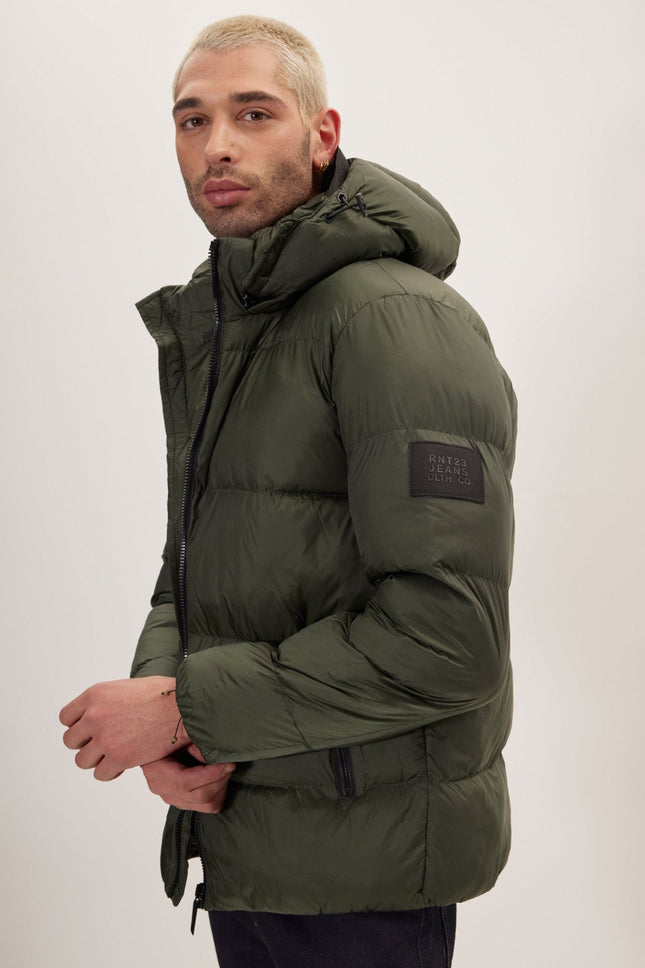 Men's Padded Puffer Jacket - Olive | Ron Tomson