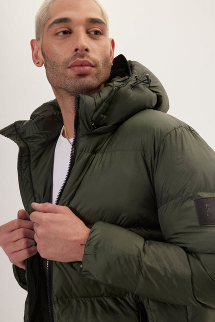 Men's Padded Puffer Jacket - Olive | Ron Tomson