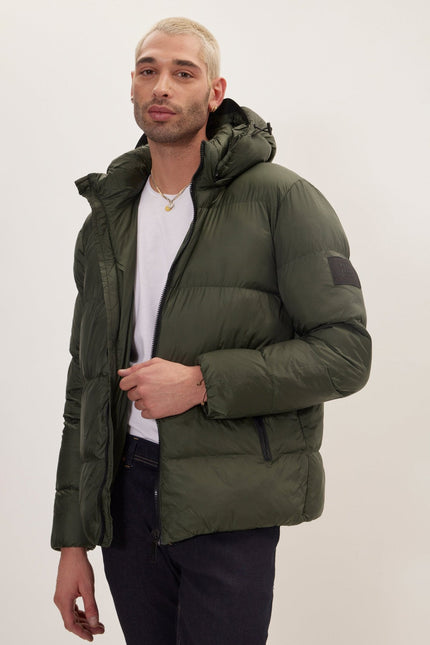 Men's Padded Puffer Jacket - Olive | Ron Tomson