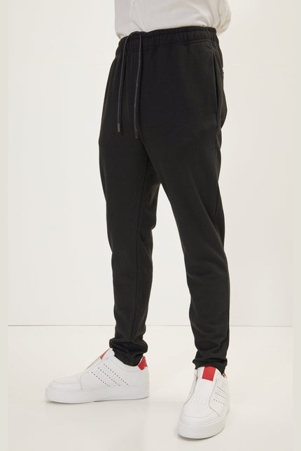 Men's Relaxed Drawstring Jogger Pants - Black | Ron Tomson