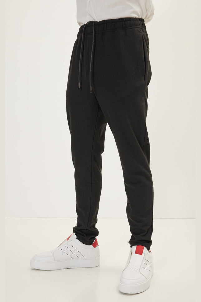 Men's Relaxed Drawstring Jogger Pants - Black | Ron Tomson