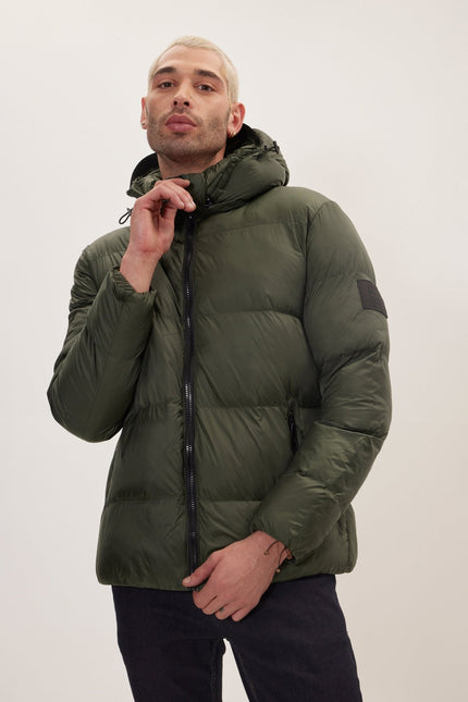 Men's Padded Puffer Jacket - Olive | Ron Tomson