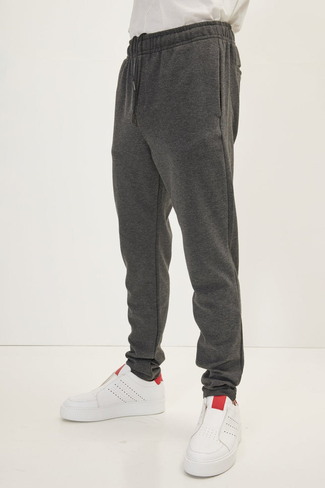 Men's Hidden Drawstring Jogger Pants - Anthracite | Ron Tomson