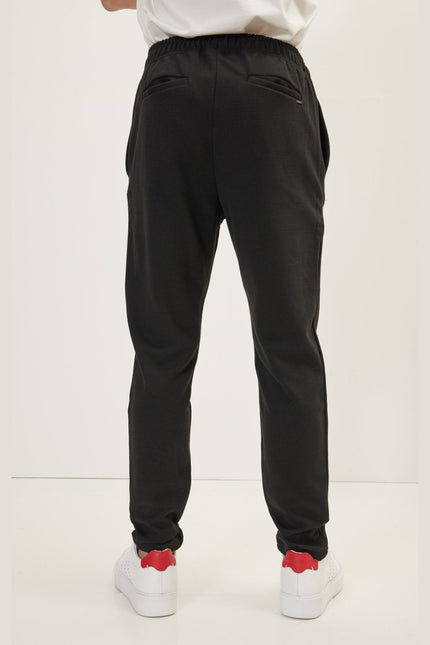 Men's Relaxed Drawstring Jogger Pants - Black | Ron Tomson