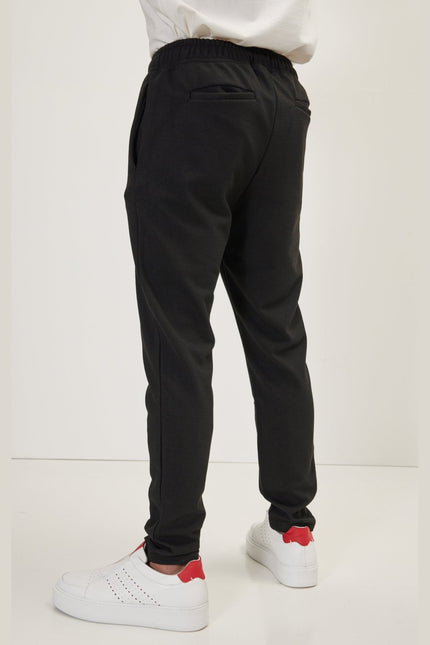 Men's Relaxed Drawstring Jogger Pants - Black | Ron Tomson