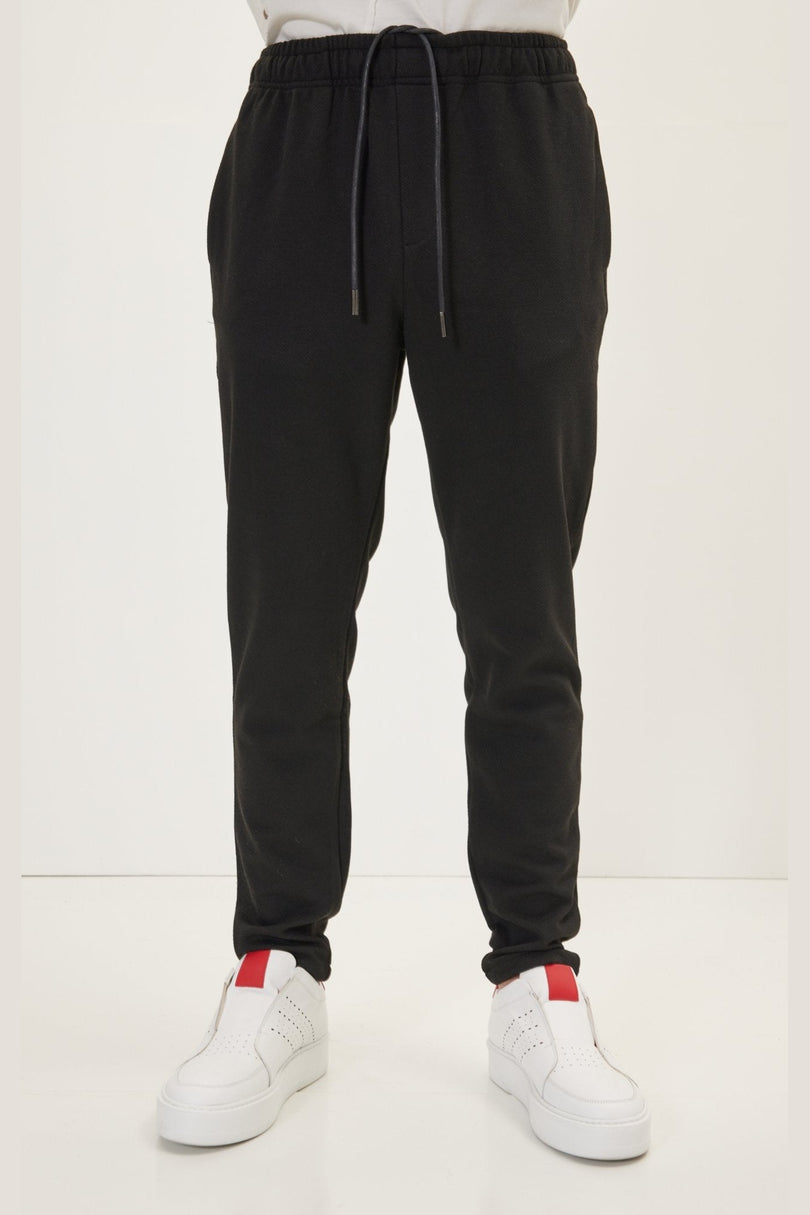 Men's Relaxed Drawstring Jogger Pants - Black | Ron Tomson