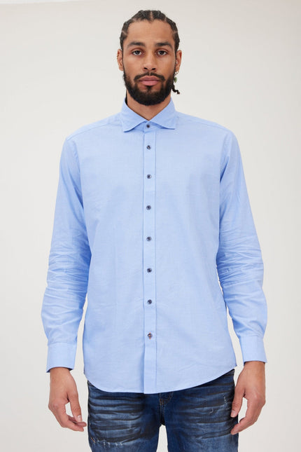 Men's Spread Collar Dress Shirt - Light Blue | Ron Tomson