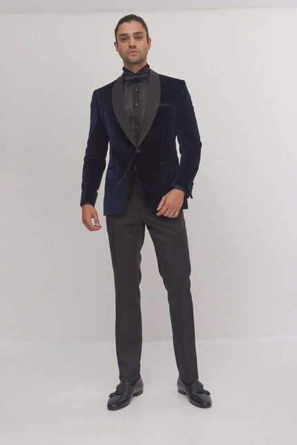 Men's Redaelli Velvet Shawl Tuxedo Jacket - Navy | Ron Tomson