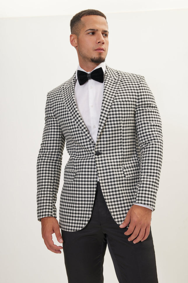 Houndstooth Weaving Peak Lapel Jacket