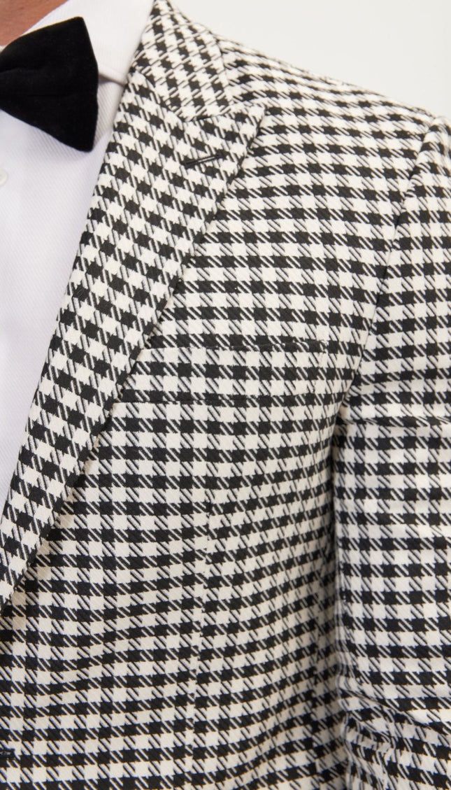 Houndstooth Weaving Peak Lapel Jacket