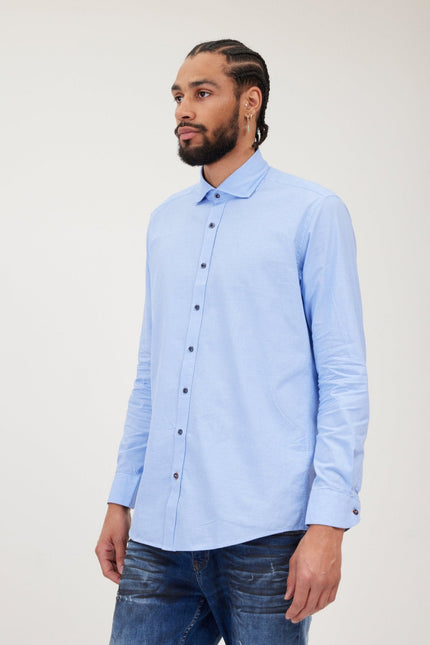 Men's Spread Collar Dress Shirt - Light Blue | Ron Tomson