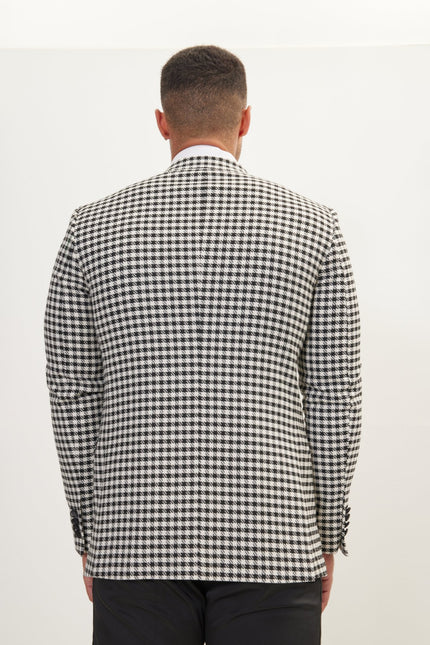 Men's Houndstooth Weaving Peak Lapel Jacket | Ron Tomson