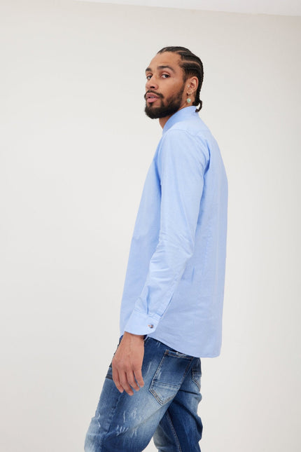 Men's Spread Collar Dress Shirt - Light Blue | Ron Tomson