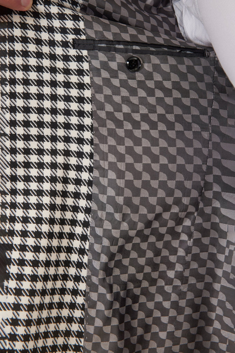 Men's Houndstooth Weaving Peak Lapel Jacket | Ron Tomson