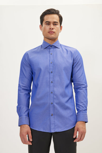 Men's Spread Collar Dress Shirt - Dark Blue | Ron Tomson