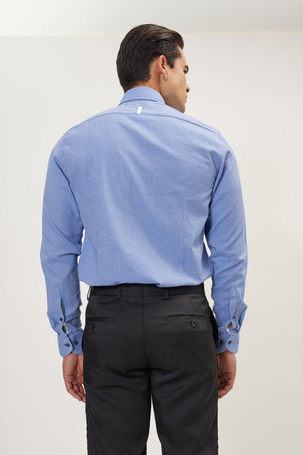 Men's Spread Collar Dress Shirt - Blue | Ron Tomson