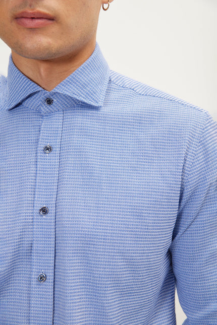 Men's Spread Collar Dress Shirt - Blue | Ron Tomson