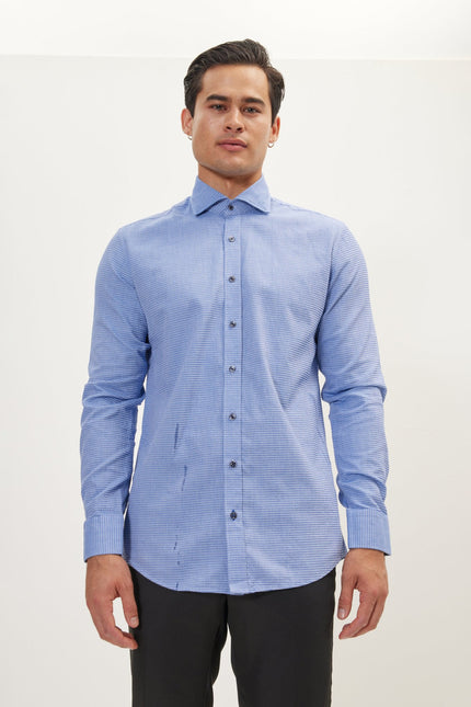 Men's Spread Collar Dress Shirt - Blue | Ron Tomson