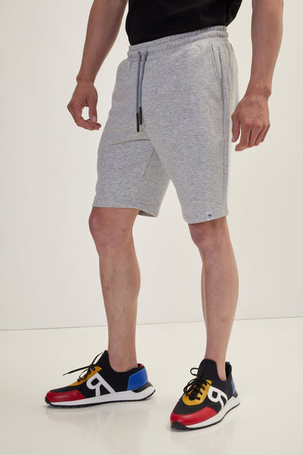 Men's Cotton Knit Shorts - Grey Melange | Ron Tomson