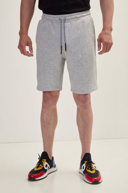 Men's Cotton Knit Shorts - Grey Melange | Ron Tomson