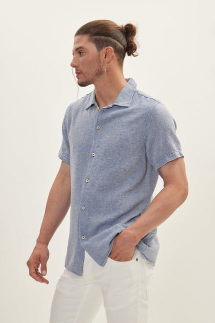Men's Cotton Polo Shirt - Blue | Ron Tomson