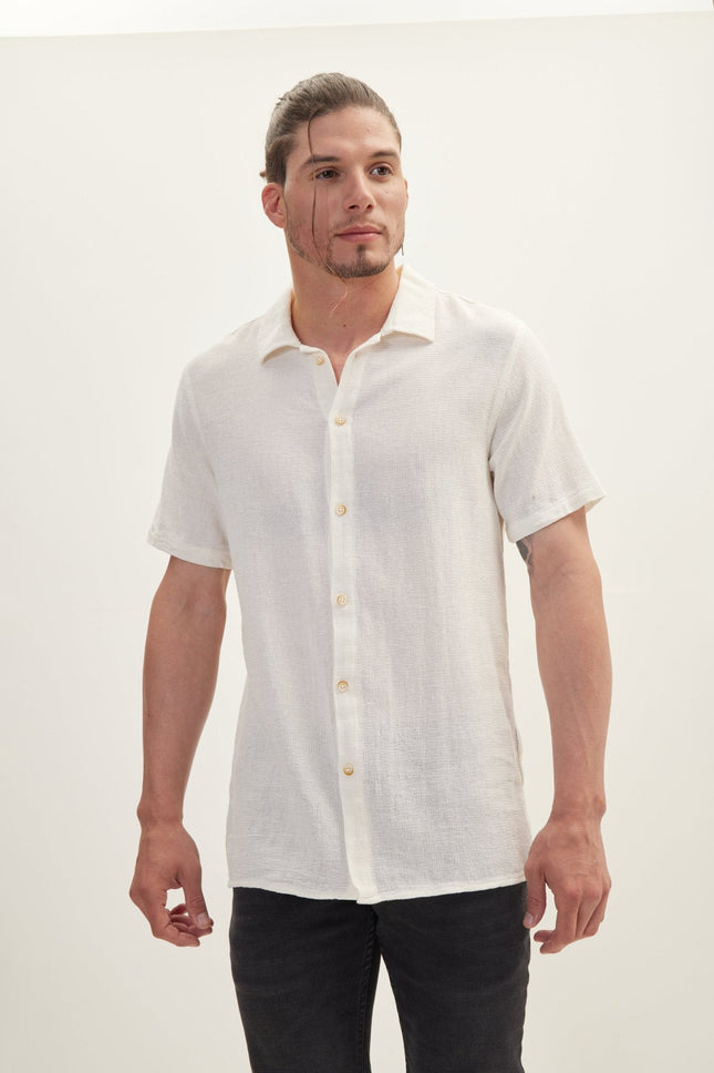 Men's Cotton Polo Shirt - Off-White | Ron Tomson