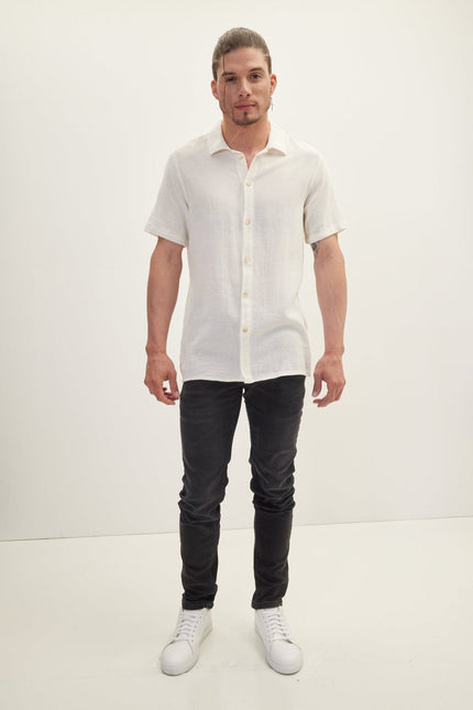 Men's Cotton Polo Shirt - Off-White | Ron Tomson