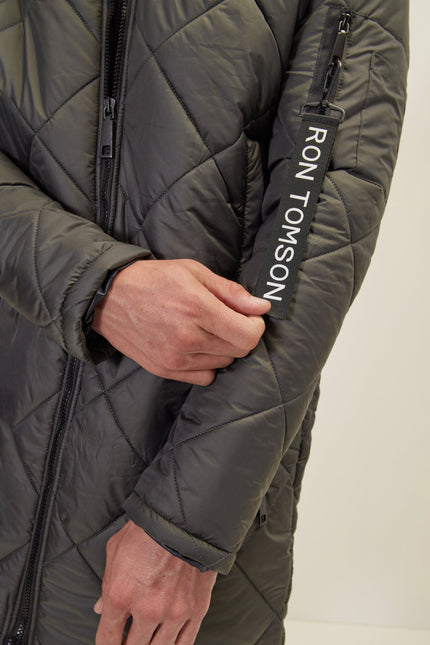 Men's Long Quilted Puffer Jacket - Anthracite | Ron Tomson