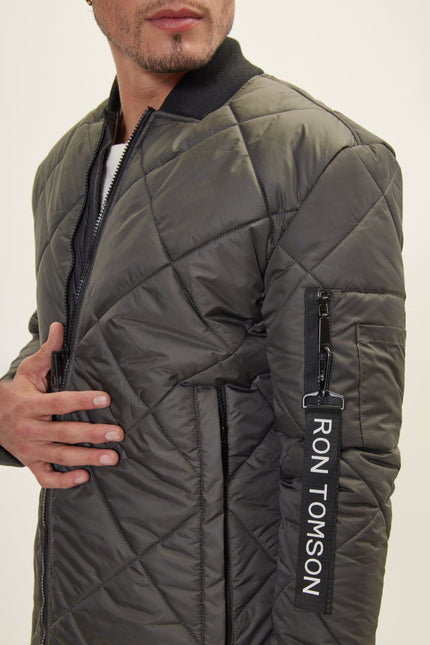 Men's Long Quilted Puffer Jacket - Anthracite | Ron Tomson