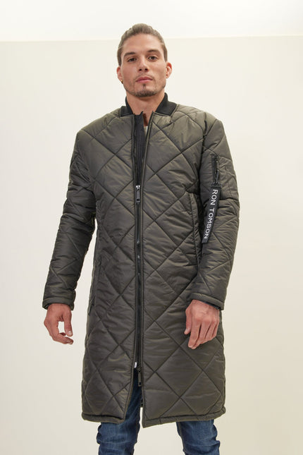 Men's Long Quilted Puffer Jacket - Anthracite | Ron Tomson