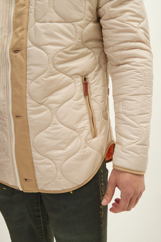 Men's Quilted Puffer Jacket - Stone | Ron Tomson