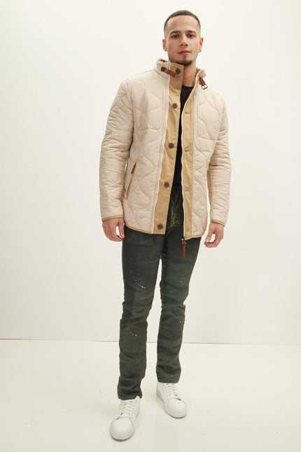 Men's Quilted Puffer Jacket - Stone | Ron Tomson