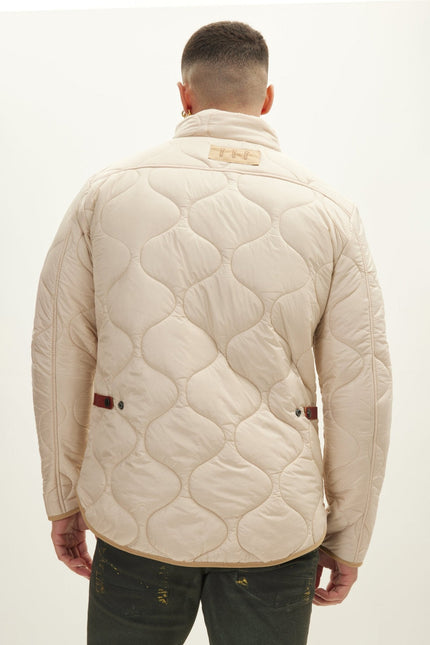 Men's Quilted Puffer Jacket - Stone | Ron Tomson