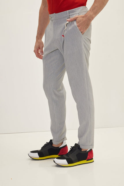 Men's Lightweight Drawstring Casual Pants - Grey | Ron Tomson