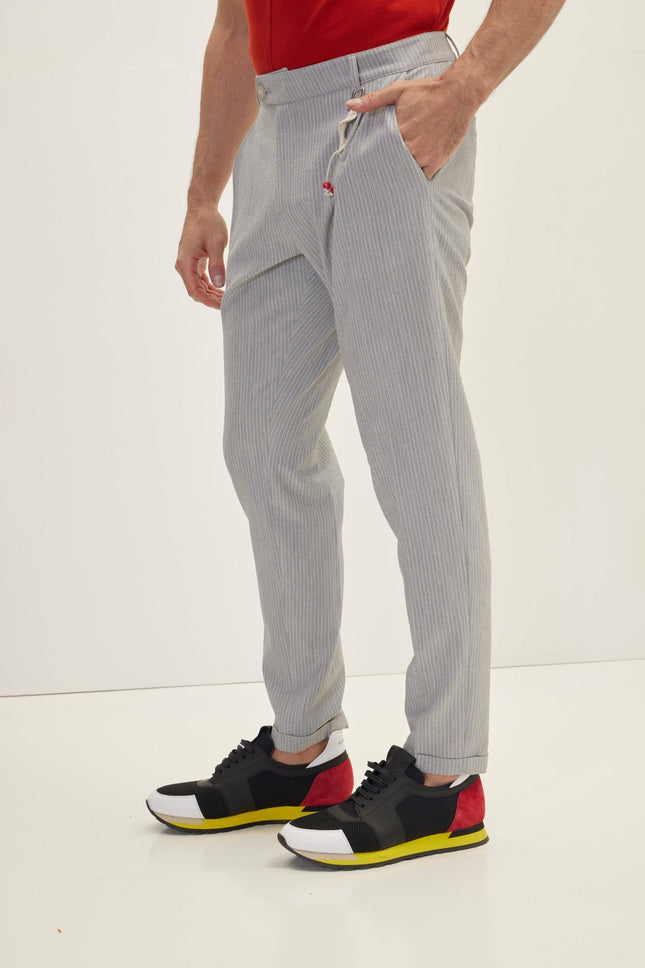 Men's Lightweight Drawstring Casual Pants - Grey | Ron Tomson