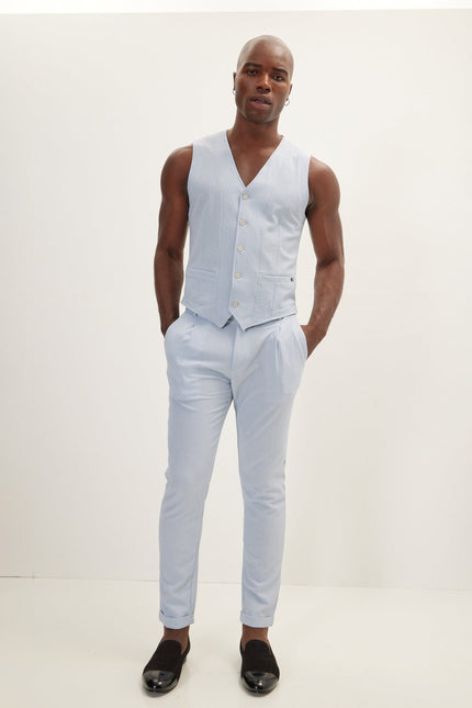 Men's Lightweight Casual Pants - Blue | Ron Tomson