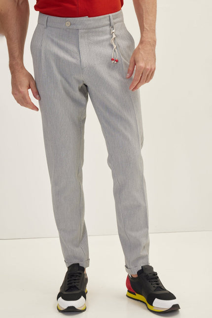 Men's Lightweight Drawstring Casual Pants - Grey | Ron Tomson