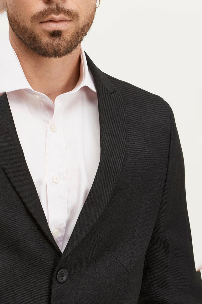 Geometric Single-Breasted Blazer - Black
