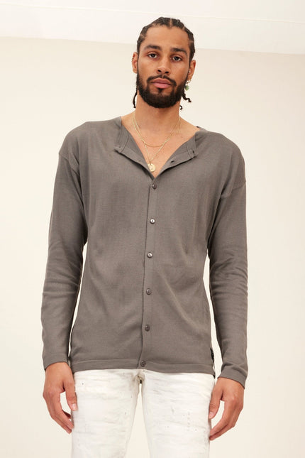 Men's Lightweight Knit Cardigan - Anthracite | Ron Tomson