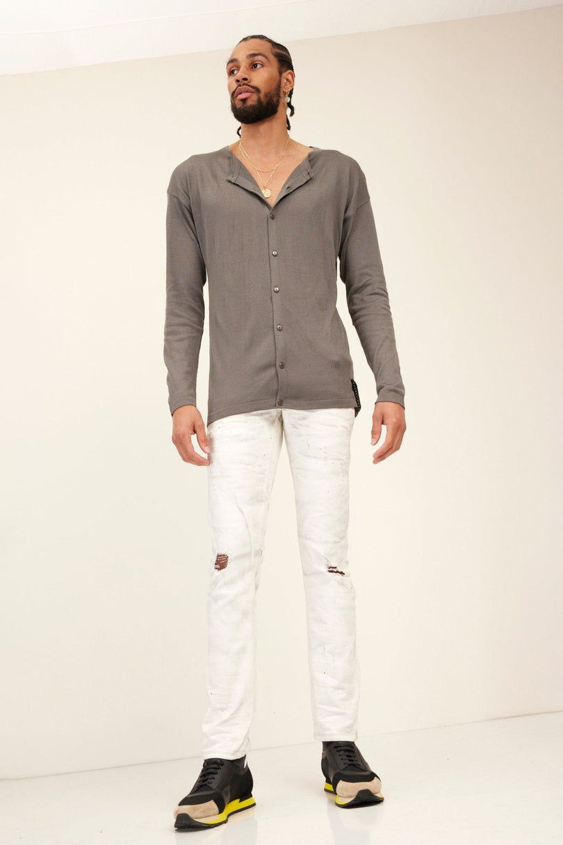 Men's Lightweight Knit Cardigan - Anthracite | Ron Tomson
