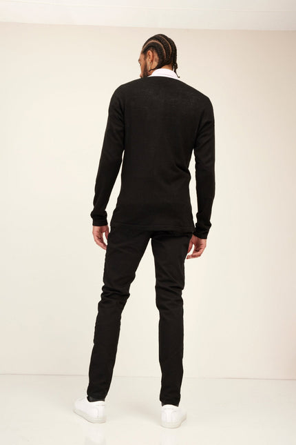 Men's Lightweight Knit Cardigan - Black | Ron Tomson