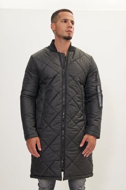 Men's Long Puffer Jacket - Black | Ron Tomson