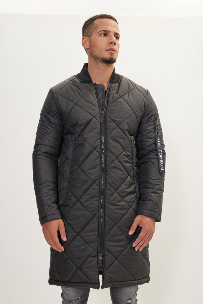 Men's Long Puffer Jacket - Black | Ron Tomson