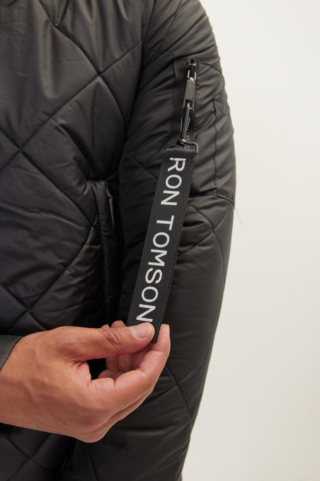 Men's Long Puffer Jacket - Black | Ron Tomson