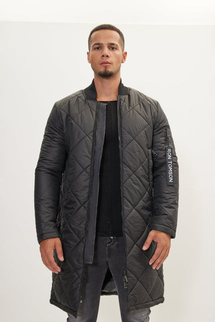 Men's Long Puffer Jacket - Black | Ron Tomson