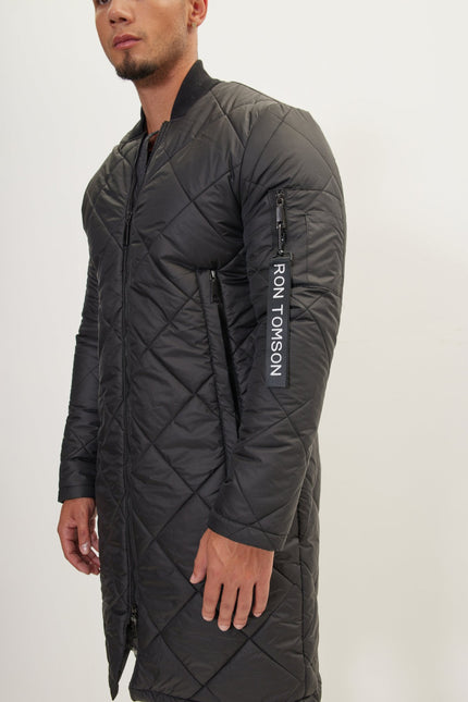 Men's Long Puffer Jacket - Black | Ron Tomson